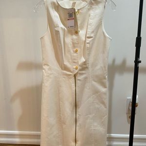 NWT MICHAEL Michael Kors White Button Front Dress with Zippers size 2